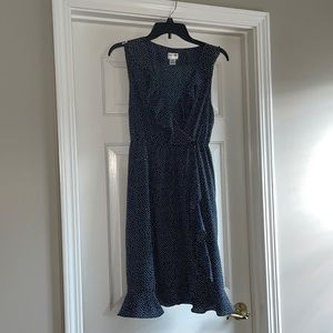 Motherhood Maternity Navy Polka Dot Dress - L